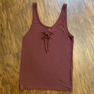 American Eagle soft & sexy lace up tank top small burgundy